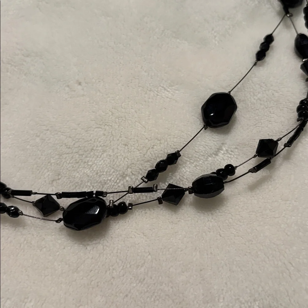 Vintage 90's New York & Company Black Bead and Wire Choker Necklace